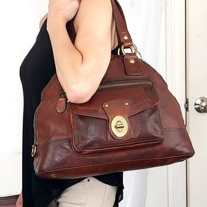 Coach Luci Domed Bowler Whiskey Leather Bag